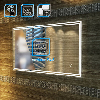 Large Bathroom Wall Mirror with LED Lights DEMISTER Touch Sensor Rectangular
