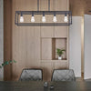 Industrial Linear Chandelier Light Rectangular Metal Cage Table Pendant Lighting