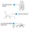 White Plastic Sunlounger Folding Garden Recliner Reclining Deck Chair Waterproof