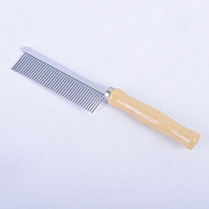 Pet Dog Cat Stainless Steel Comb Hair Flea Comb Grooming Handle Wooden Tools UK