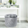 Round Pouffe Stool Seat Diamante Tufted Crushed Velvet Vanity Chair Footstool