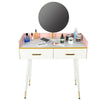 Modern Dressing Table Stool Bedroom Vanity Set Makeup Desk W/ Mirror & 2 Drawers