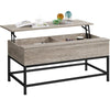 Industrial Split Lift-top Coffee Table with Storage Compartments & Metal Legs