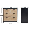 Large Side Cabinet Rustic Sideboard Vintage Cupboard Storage Unit Rattan Drawers