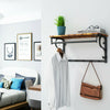Wall-Mounted Wooden Floating Shelf Clothes Hat Hook Creative Coat Storage Rack