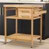 Wood Portable Kitchen Storage Cart Trolley on Wheels Bar Serving Cart Unit Home
