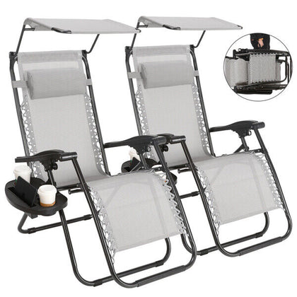 2X Outdoor Portable Camping Bed Sun Lounger Folding Reclining Beach Garden Chair