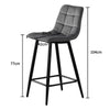 2 Pcs Bar Stools Breakfast Pub Chair Velvet Metal Legs Kitchen 65 cm Seat High