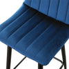 2X Blue Velvet Bar Stools Breakfast Stool Kitchen Pub Chairs Padded 65cm Seat