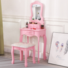 Dressing Table With Drawer Mirror & Stool Set Makeup Desk Vanity Table Bedroom