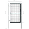 vidaXL Mesh Garden Gate Galvanised Steel 100x225 cm Grey Set