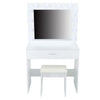 White Modern Dressing Table with LED Lights Mirror Vanity Make up Desk Stool Set