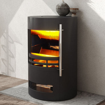 Freestanding Electric Fireplace Realistic LED Flame Room Warmer 2 Heat Settings