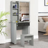 Dressing Table with Drawers, Mirror Stool Set Makeup Desk Vanity Table Bedroom
