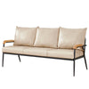 Modern 3-Seater Faux Leather Sofa Armchair Black/Cream/Brown Couches Living Room