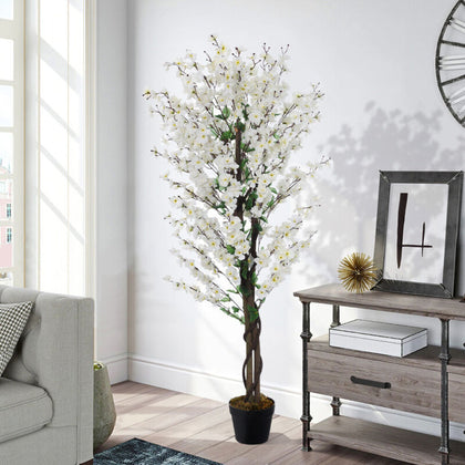 5FT 150cm Artificial Cherry Blossom Tree Fake Potted Plants Home Office Décor
