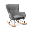 Grey Fabric Upholstered Rocking Chair with Solid Wood Curved Legs Padded Seat UK