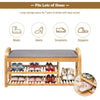 3-Tier Bamboo Shoe Bench Entryway Shoe Rack w/Cushion Modern Shoe Storage Stool