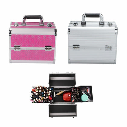 Large Womens Vanity Case Beauty Box Make up Cosmetics Nail Tech Storage Travel