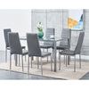 105cm 120cm Glass Dining Table and 4 /6 Padded Chairs Set Home Kitchen Furniture