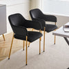 Set of 2 Black Velvet Dining Chairs Golden Leg Armchairs Kitchen Restaurant Cafe