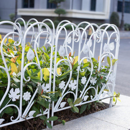 5PCS White Garden Fencing Panel Vegetable Flower Lawn Picket Borders Pet Barrier