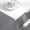 White Bedside Table Wooden Storage Cabinet 3 Mirrored Drawers Metal Handles