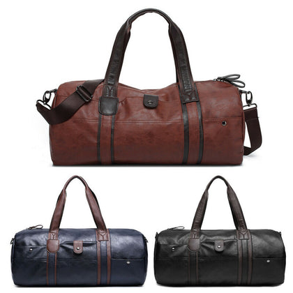Mens Faux Leather Duffle Weekend Bag Gym Large Travel Luggage Handbag Holdall