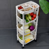 Large Storage Rack 4 Tier Vegetable Basket Food Shelf Kitchen Trolley on Wheel