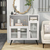 Kitchen Sideboard Wooden Storage Cabinet Cupboard w/Glass Doors Adjustable Shelf