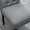 2x Grey Button Tufted High Back Dining Chairs Fabric Upholstered Room Kitchen
