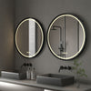 Large Round LED Bathroom Mirror Light Dimmable Anti-Fog Makeup Wall Mirror Gold