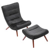 Single Black Velvet High Back Accent Chair w/ Footstool for Living Room Bedroom