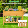 8 Grids Wooden Raised Garden Bed Elevated Planter Kit W/ Folding Lateral Shelf