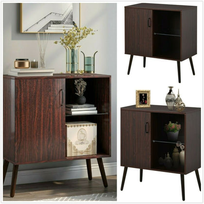 Vintage Sideboard, Storage Cabinet, Kitchen Cabinet with Glass Surface Cupboard