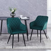 Set of 2 Dining Chairs Velvet Faux Leather Seat Modern Kitchen Chairs