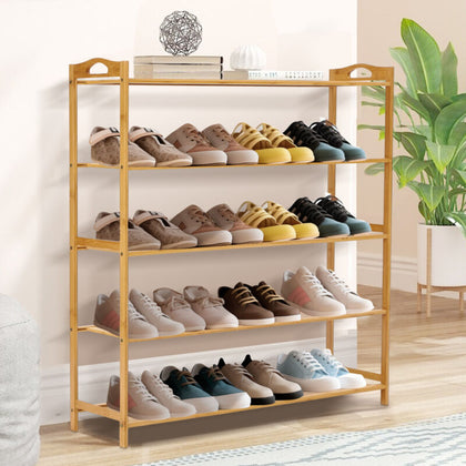 5 TIERS BAMBOO SHOE RACK FOOTWEAR ORGANISER WOODEN STORAGE SHELVES STAND