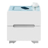 2 Drawers White Bedside Tables Cabinets Wireless Charging LED Lights Bedroom