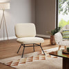 Industrial Style Sherpa Single Sofa Upholstered Seats Dining Chair W/ Metal Legs