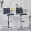 Set of 2 Bar Stools Faux Leather Gas Lift Bar Chair Grey Padded Chair Kitchen