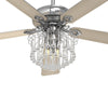 Modern Ceiling Fan Light Home Crystal Pendant LED Lamp With Timer Remote 52 Inch