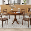 Wooden Dining Table 4 Persons Round Kitchen Table Counter w/ Curved Trestle Legs