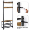 Coat Stand Shoe Rack with Shelves & Movable Hooks Storage Hall Entryway Bedroom