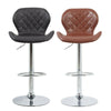 Set of 2 Diamond Chrome&Gas Lift Swivel Faux Leather Kitchen Breakfast Bar Stool