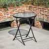 Indoor Outdoor Portable Garden Patio Bistro Dining Table Folding Glass Top Table