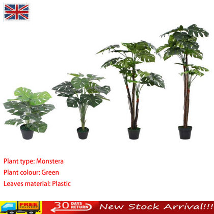 Artificial Monstera Leaves Green Plant with Pot Green Lifelike Fake Multi Sizes