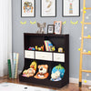 Wooden Toy Storage Cabinet Children 3-Tier Organizer Bookcase W/ 8 Open Cubes