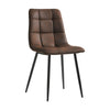 Pair of Brown Faux Leather Dining Chairs Kitchen Padded Soft Seat Metal Leg