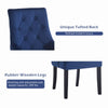 2pcs Blue Velvet Dining Chairs Button-Tufted Upholstered with Rivets Ring Pull