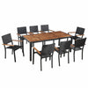 Outdoor Dining Set 9 Pieces Poly Rattan and Solid Acacia Wood R3C9